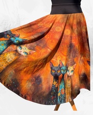 Dámská dlouhá kolová úpletová sukně,kočky